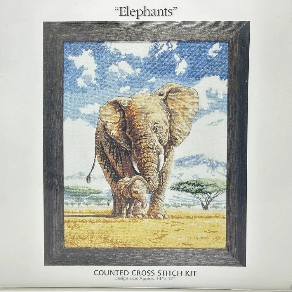 DMC Creative World Counted Cross Stitch Kit Elephants K3658US 14x17 16Aida *Read